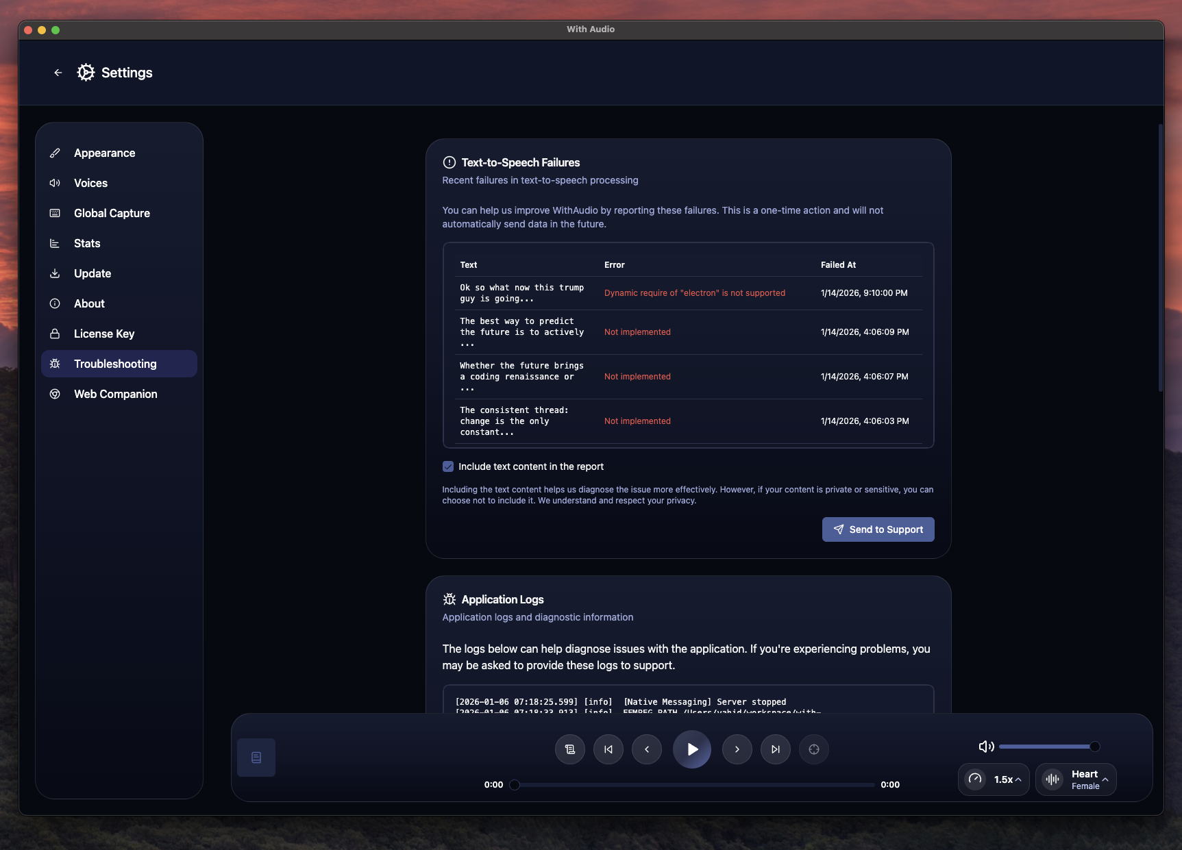 Text-to-Speech Failures